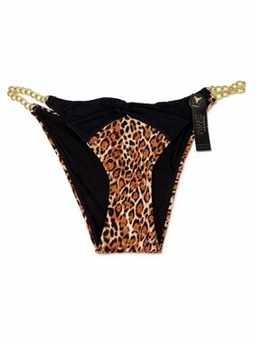 Victoria’s Secret Leopard Brazilian Bikini Bottom Gold Chain NWT
